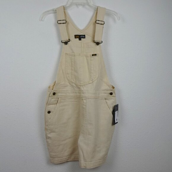 Lee Short Overalls Shortalls Women's Size M Beige Denim Romper Coveralls - Picture 1 of 10